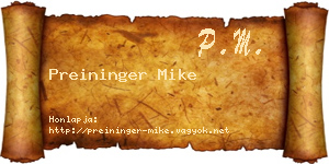 Preininger Mike névjegykártya